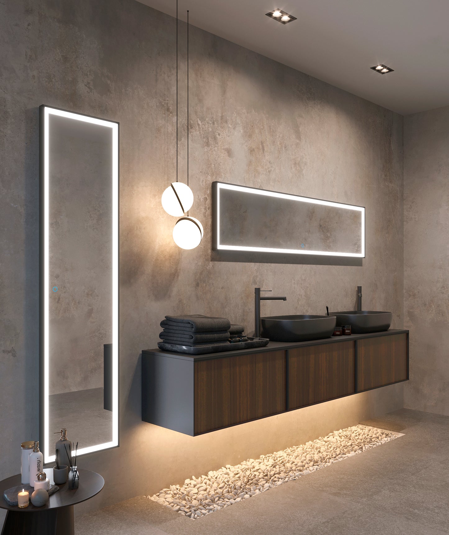 Rectangular bathroom mirror with front light New York by Ledimex