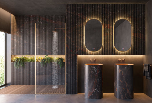 Tokyo elliptical backlit bathroom mirror by Ledimex