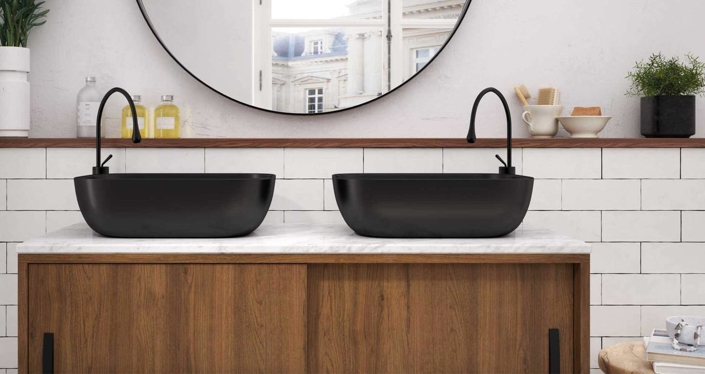 Velvet 2 puertas tapa marmol y doble lavabo 