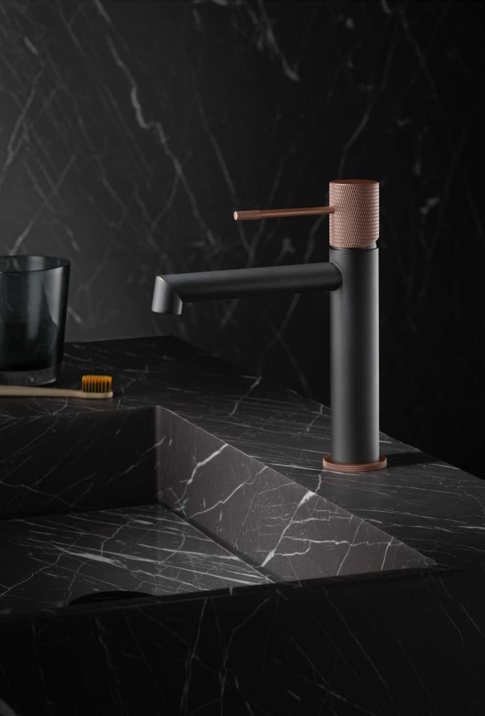 grifo monomando lavabo Line gris mate/champagne