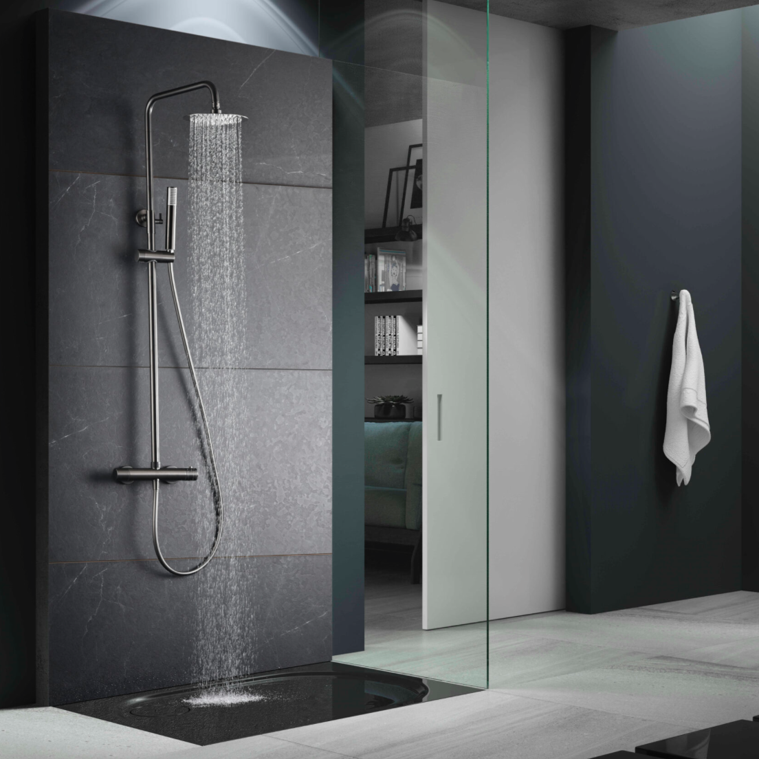 ambiente columna ducha termostatica Monza black gun metal