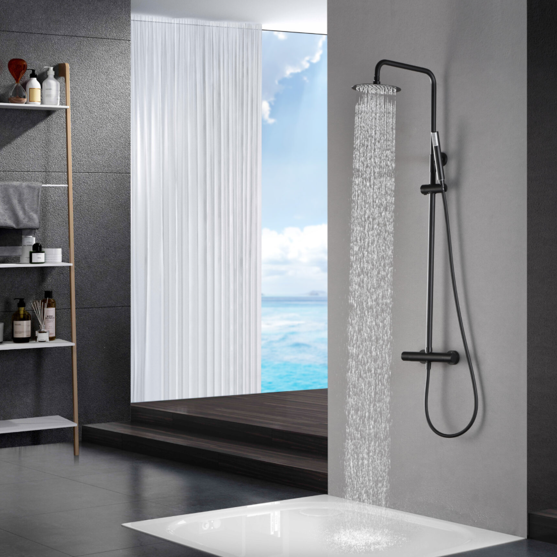 ambiente columna ducha termostatica Monza negro mate