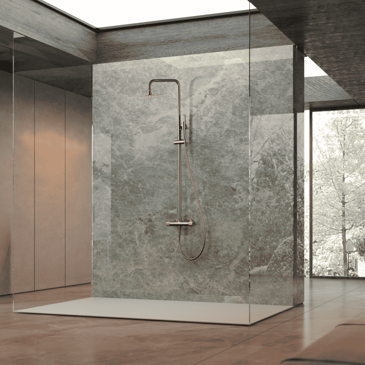 ambiente columna monomando Line oro rosa cepillado