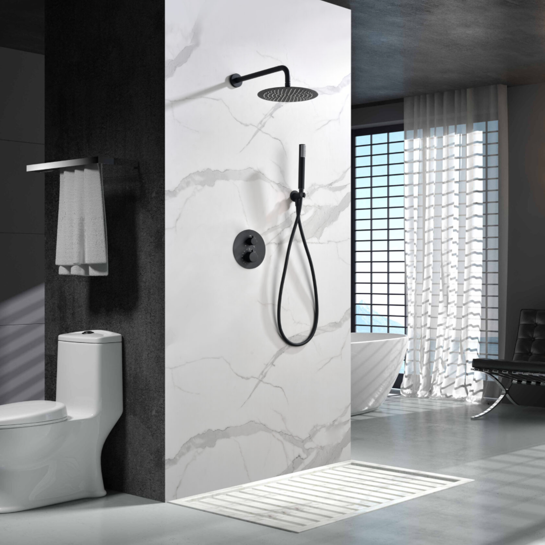 ambiente conjunto ducha empotrado termostatico negro mate