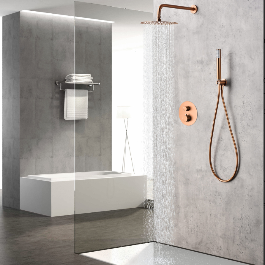 ambiente conjunto ducha empotrado termostatico Monza oro rosa cepillado