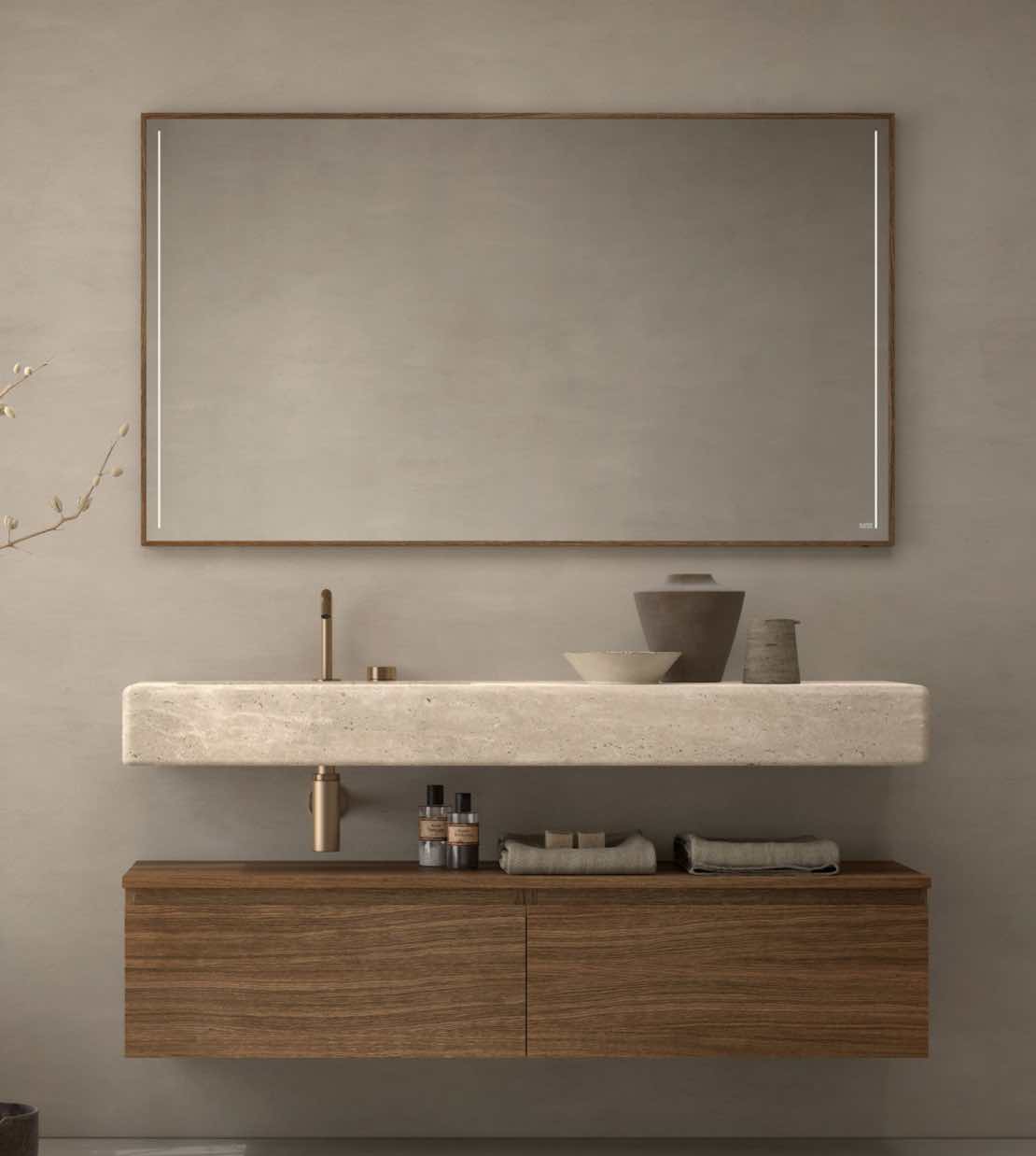 ambiente espejo baño Ramen 2 lineas LED 