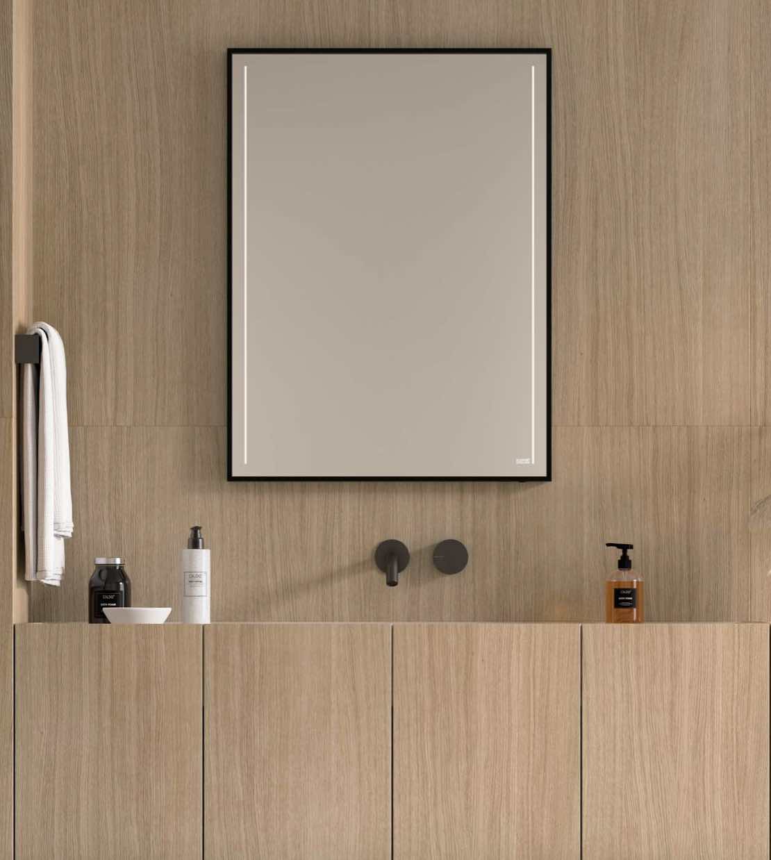 ambiente espejo baño Ramen 2 lineas LED  negro