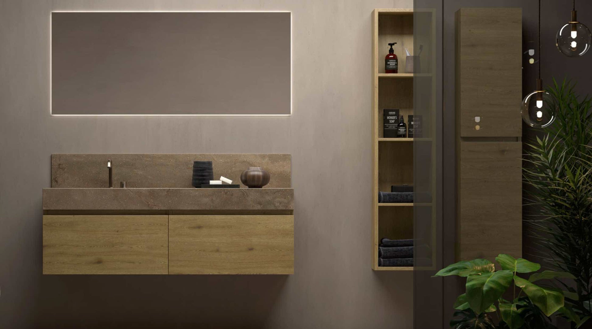 ambiente muebles baño Leo en Roble Gold