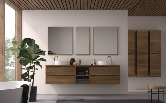 ambiente muebles portalavabo Leo 2 cajones iguales madera roble tostado