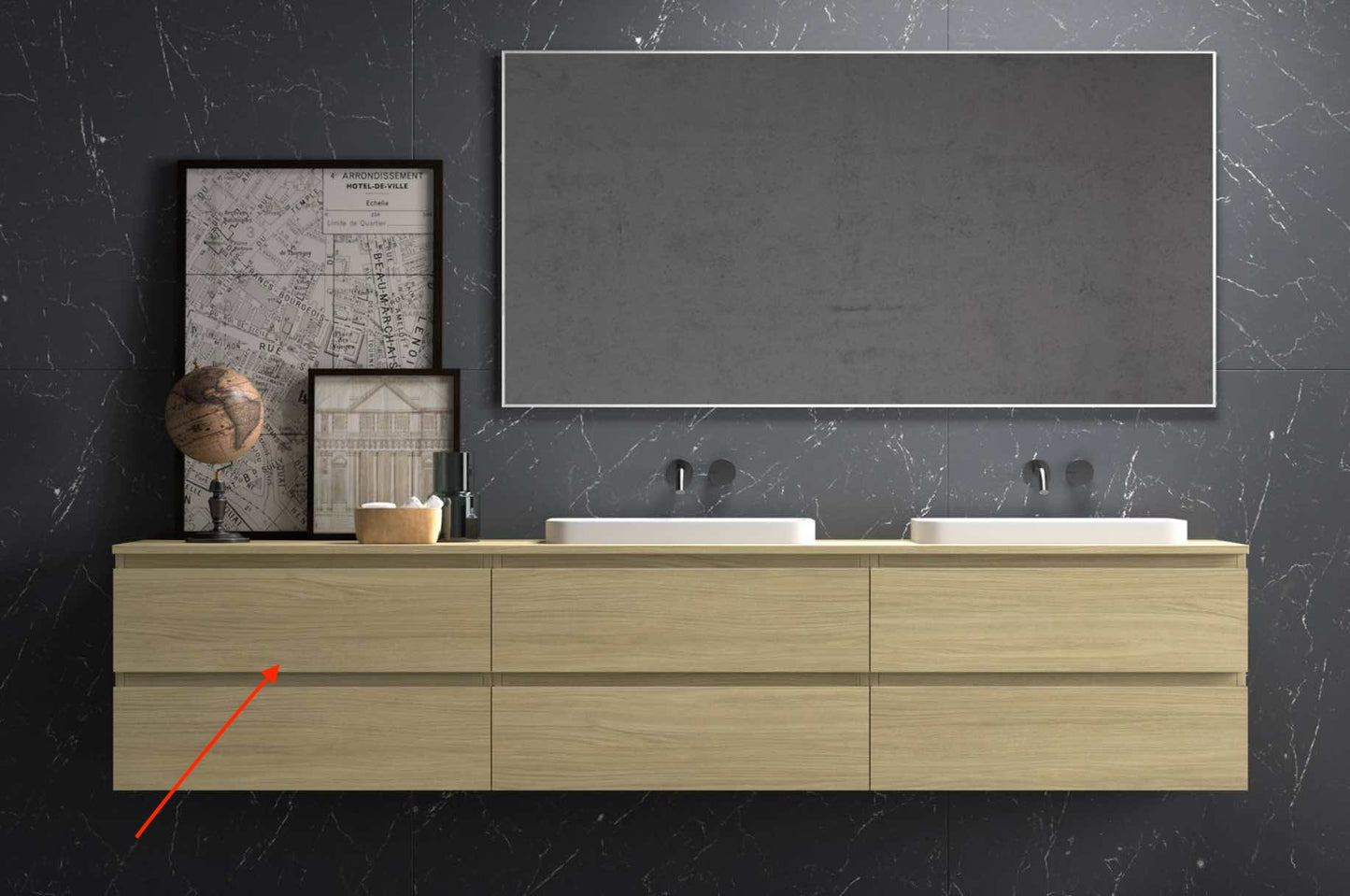 auxiliar bajo suspendido Leo 2 cajones iguales