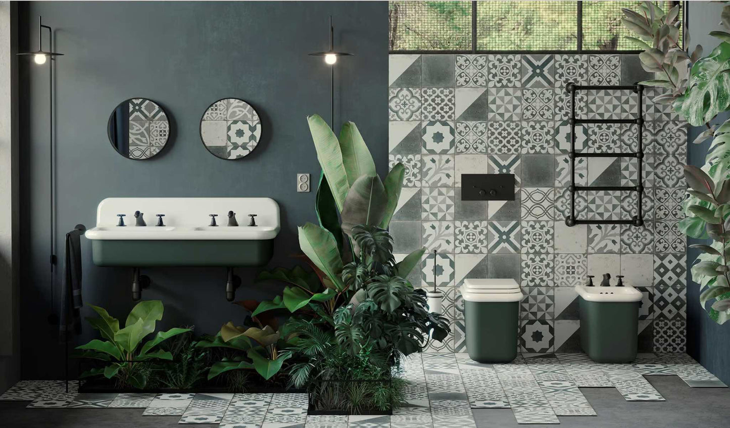 baño completo lavabo doble 100cm True Colors Lite blanco/verde bosco