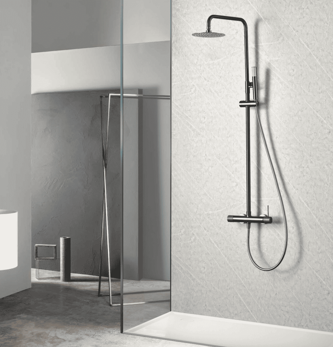 columna ducha monomando Line black gun metal