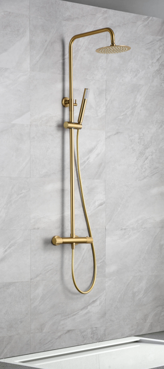 columna ducha termostatica Line oro cepillado
