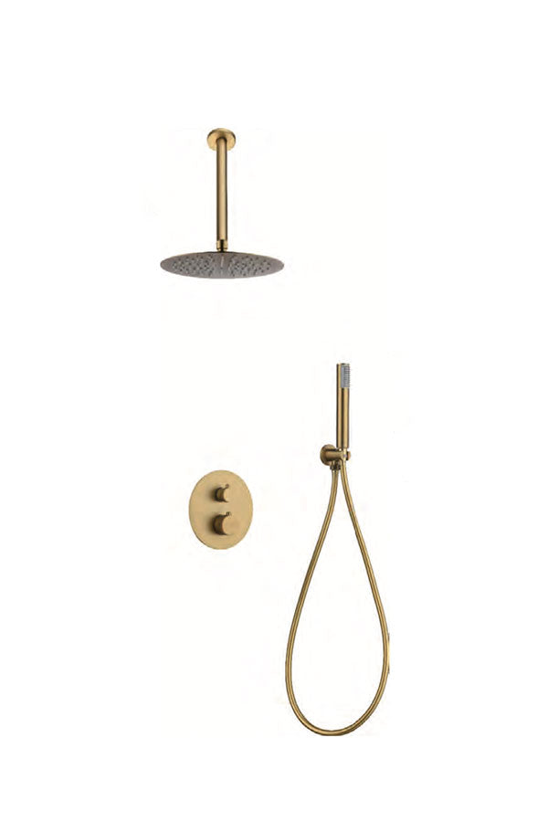 Imex Top brushed gold built-in thermostatic shower set 