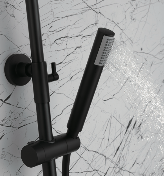 detalle columna_ducha_termostatica_negro_mate_serie_Line_