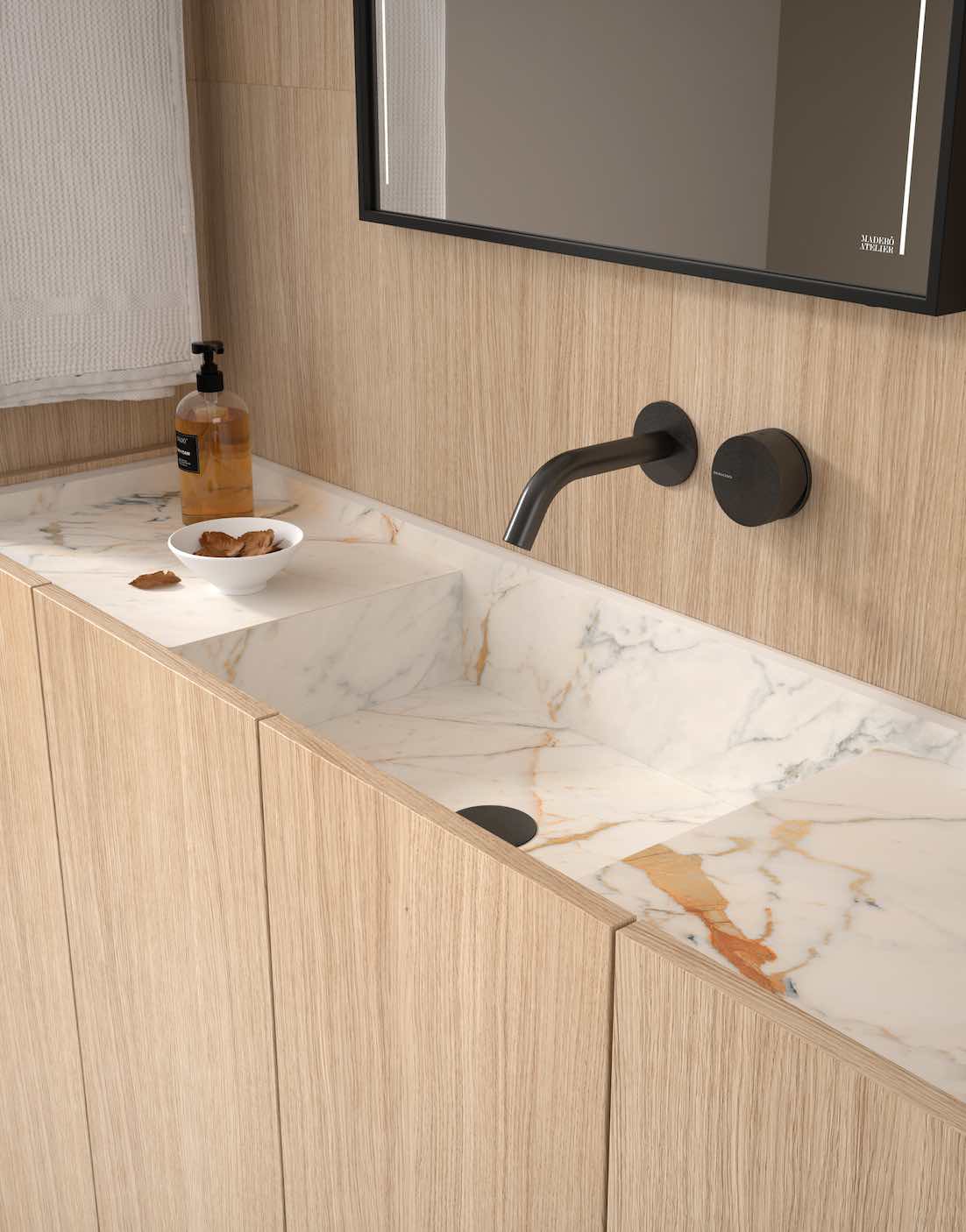 detalle encimera con mueble Obi 4 puertas madera