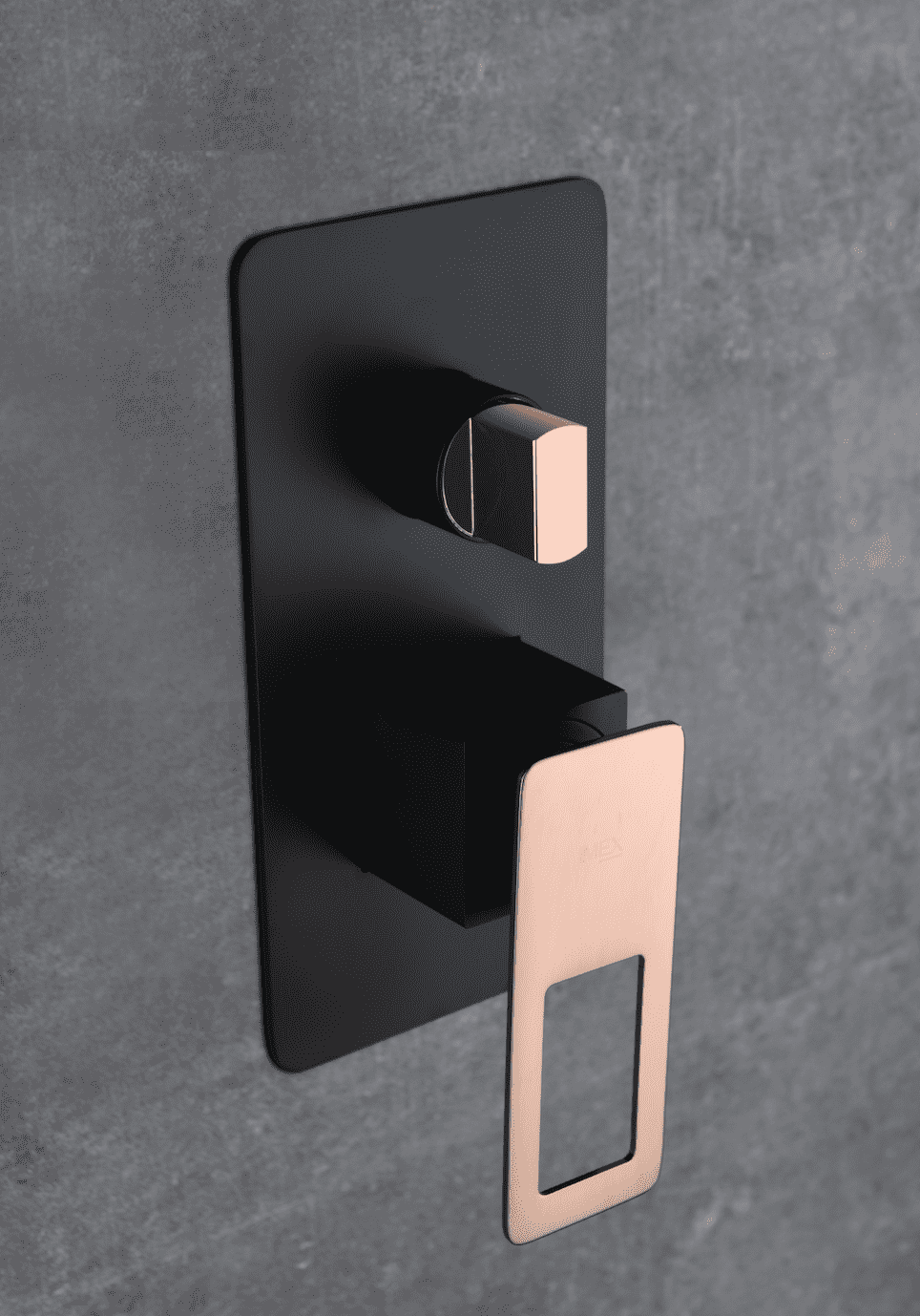 detalle grifo conjunto_de_ducha_monomando_empotrado_negro_oro_rosa_Suecia