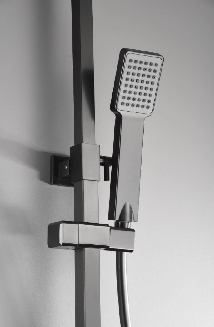 detalle barra ducha termostatica Vigo black gun metal