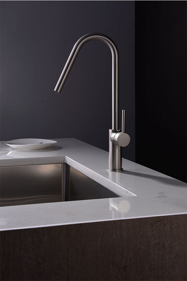 Imex Kenya Brushed Nickel Single-Handle Kitchen Faucet