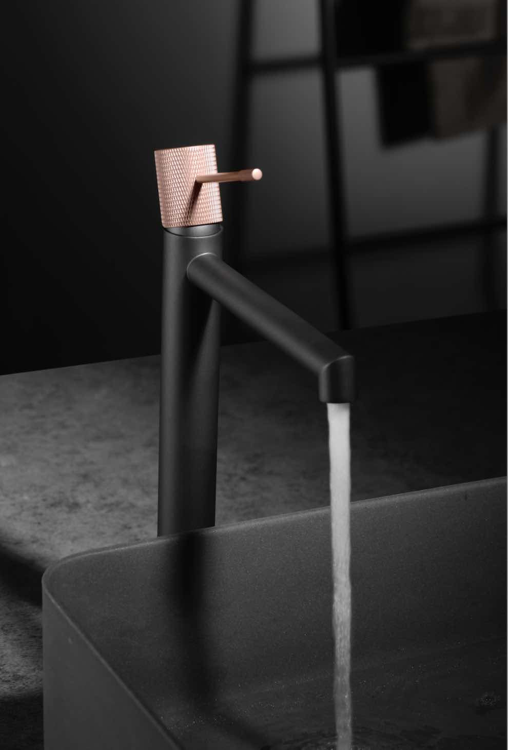 grifo lavabo alto Line gris mate/champagne