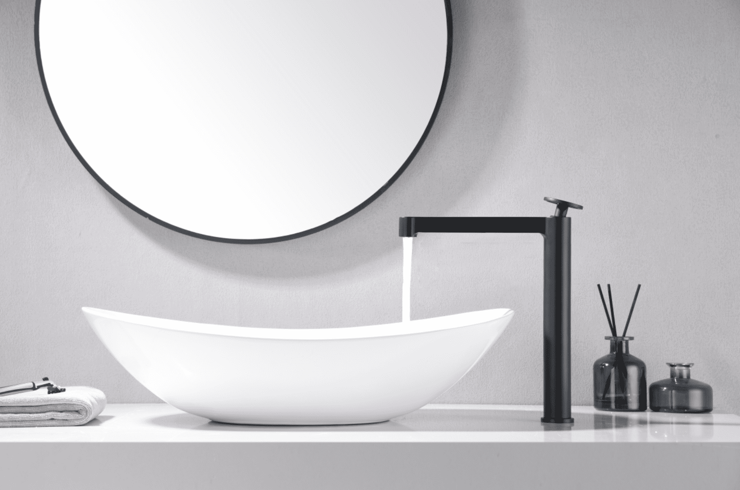 grifo lavabo alto Olimpo negro mate