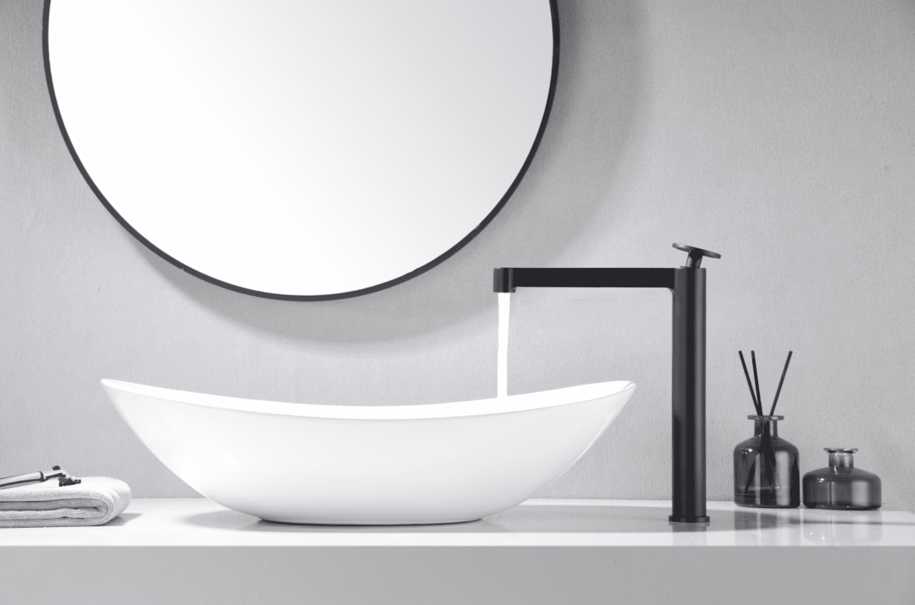 grifo lavabo alto Olimpo negro mate