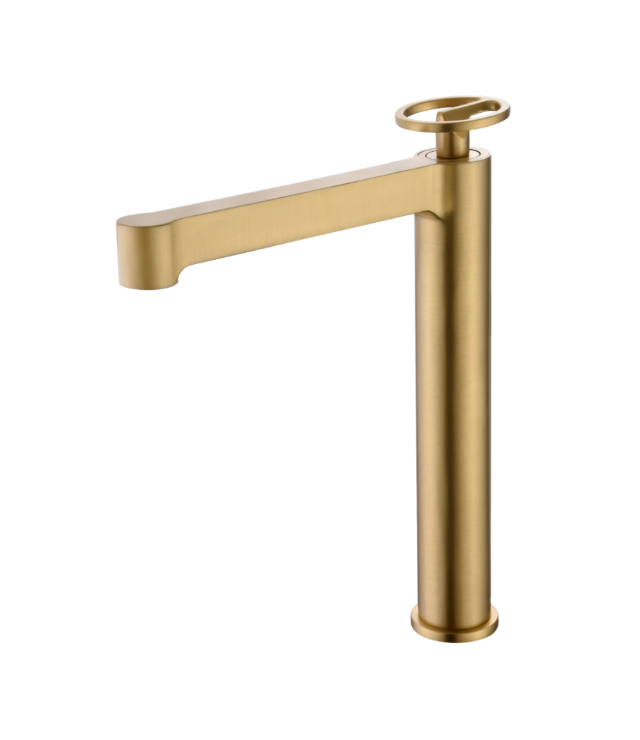grifo lavabo alto Olimpo oro cepillado