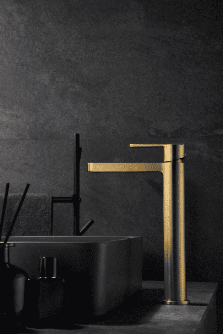grifo lavabo alto Roma oro cepillado