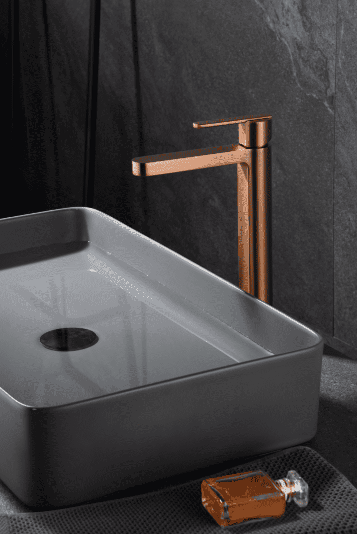 grifo lavabo alto Roma oro rosa cepillado