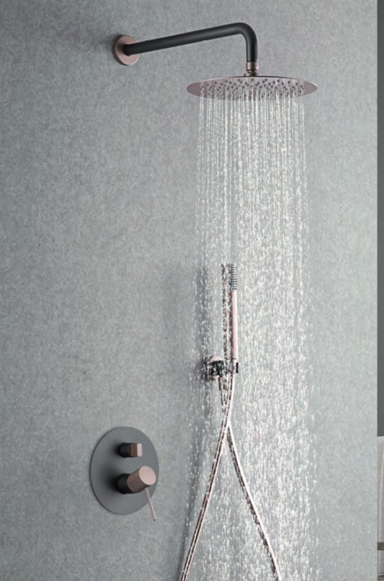 imagen conjunto ducha empotrado Line gris champagne