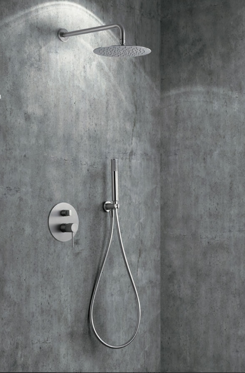conjunto ducha empotrado Line niquel cepillado