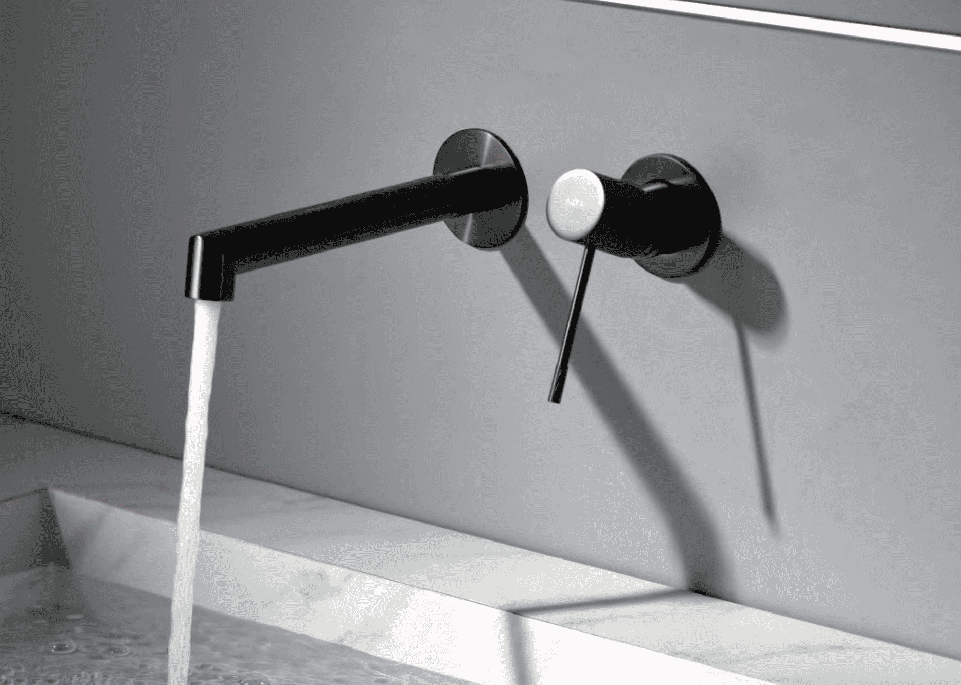 imagen grifo lavabo empotrado Line black gun metal