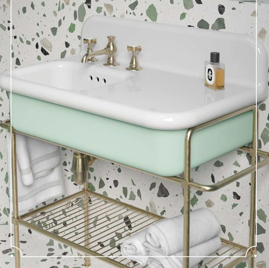 lavabo asimetricoTrue Colors lite 80cm en blanco/verde pastello