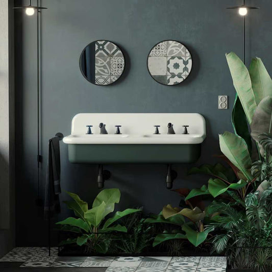 lavabo doble 100cm True Colors Lite blanco/verde bosco
