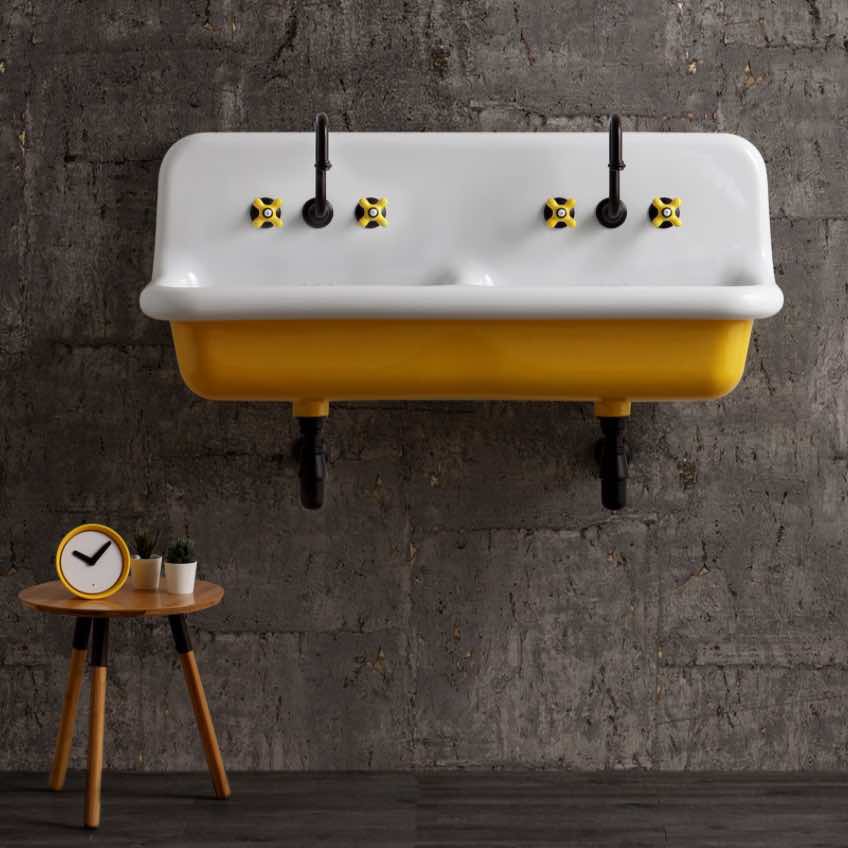 lavabo doble true colors blanco/amarillo