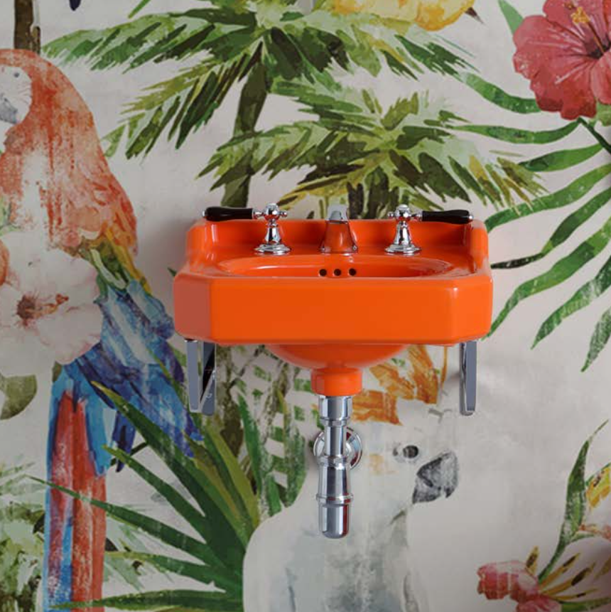lavabo pequeño soportes metalicos Provence 700 naranja/cromo