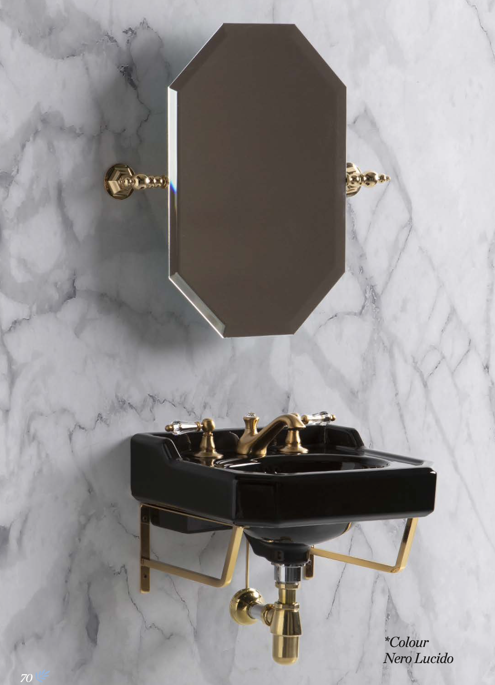 lavabo pequeño soportes metalicos Provence 700 negro/oro