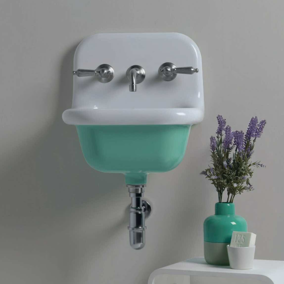 lavabo true colors 42 blanco/verde aqua