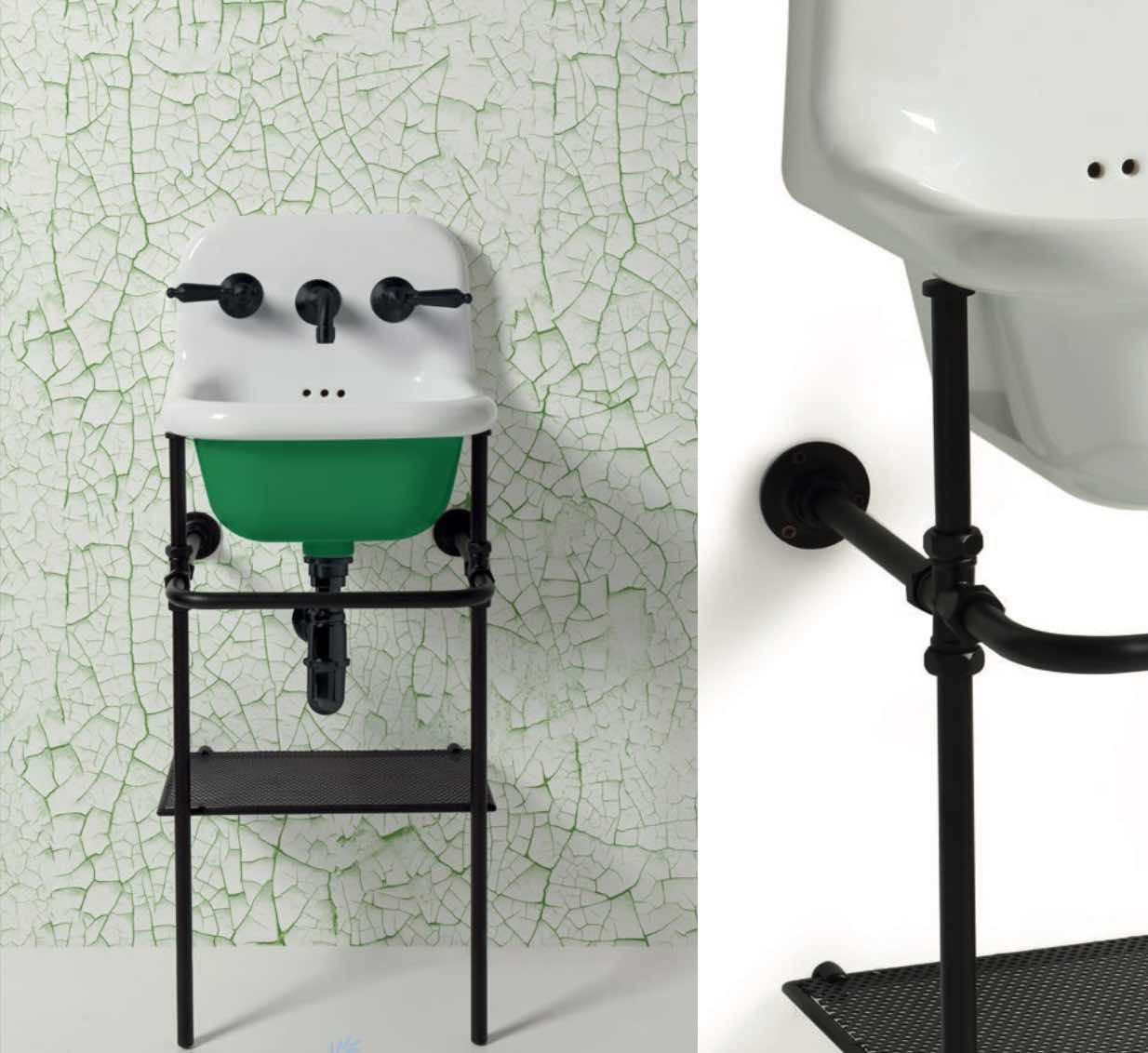 lavabo true colors 42 blanco/verde soporte metalico suelo