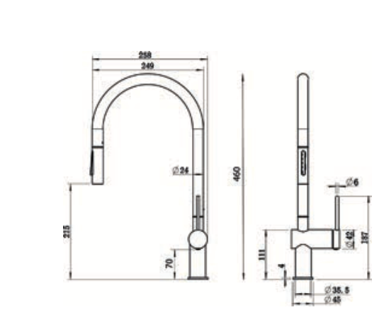Berna Brushed Rose Gold Single Lever Pull-Out Kitchen Faucet - Imex