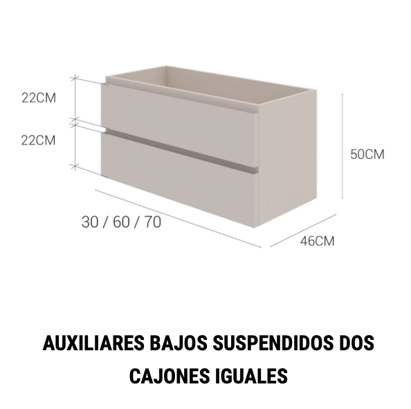 medidas Leo auxiliar bajo 2 cajones iguales