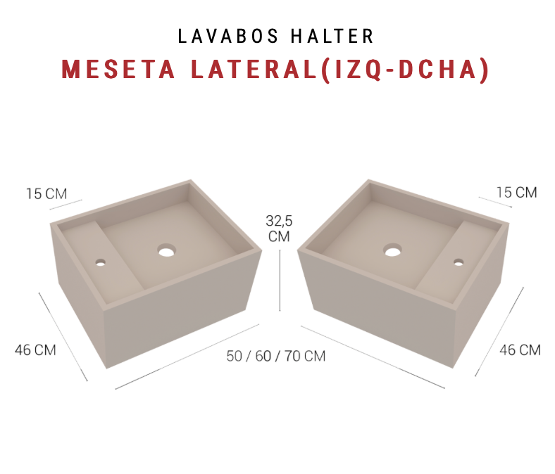 medidas lavabo Halter meseta lateral