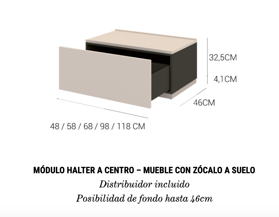 medidas mueble Halter a suelo modulo centro