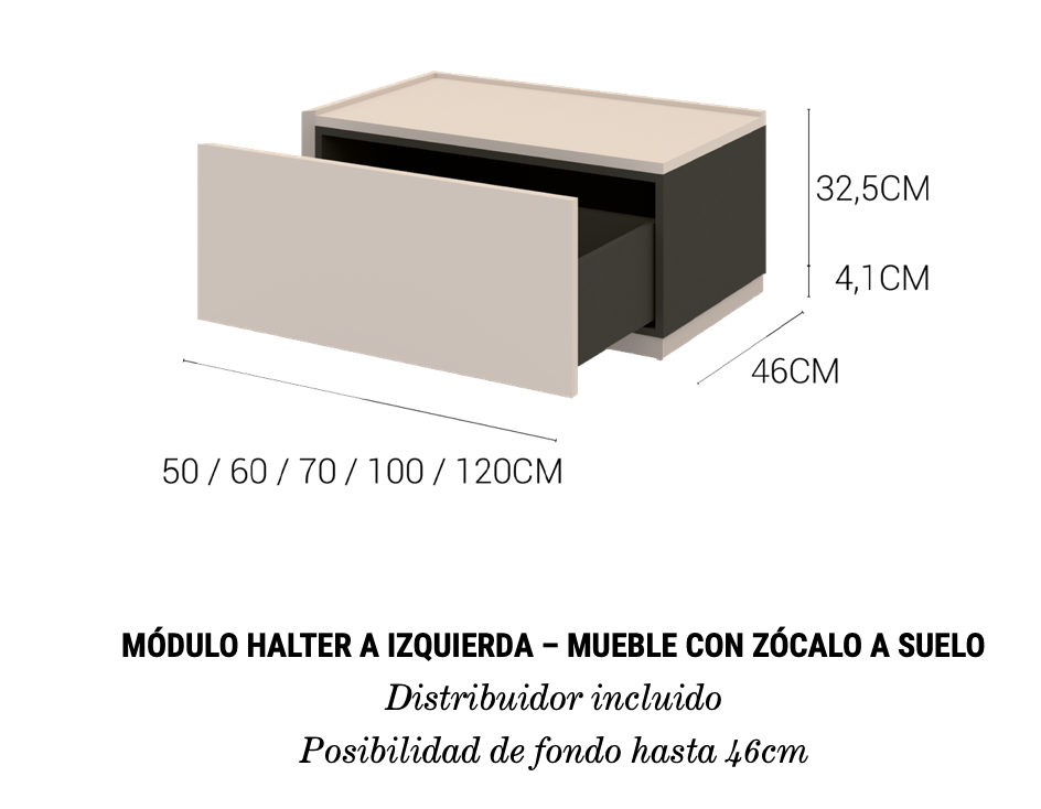 medidas mueble Halter a suelo modulo izquierdo