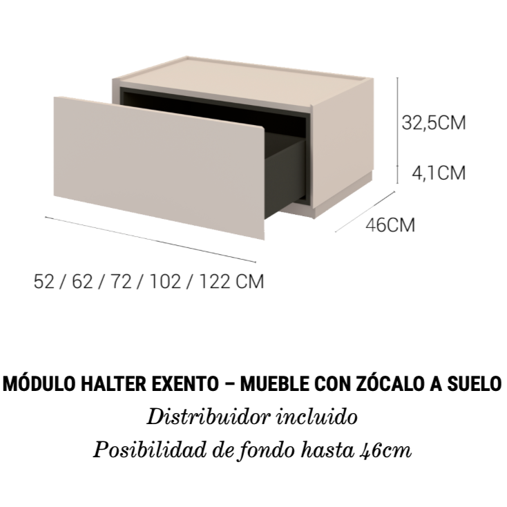 medidas mueble Halter exento a suelo