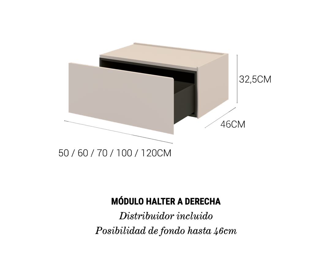 medidas  mueble suspendido Halter modulo a derecha 