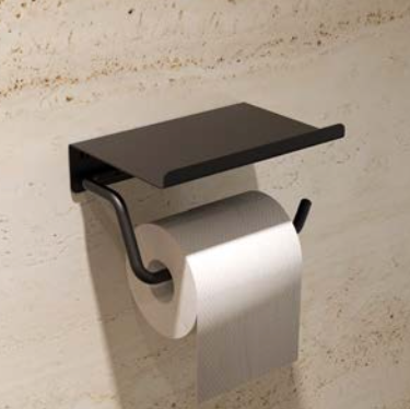 porta-rollo con repisa Essential negro mate