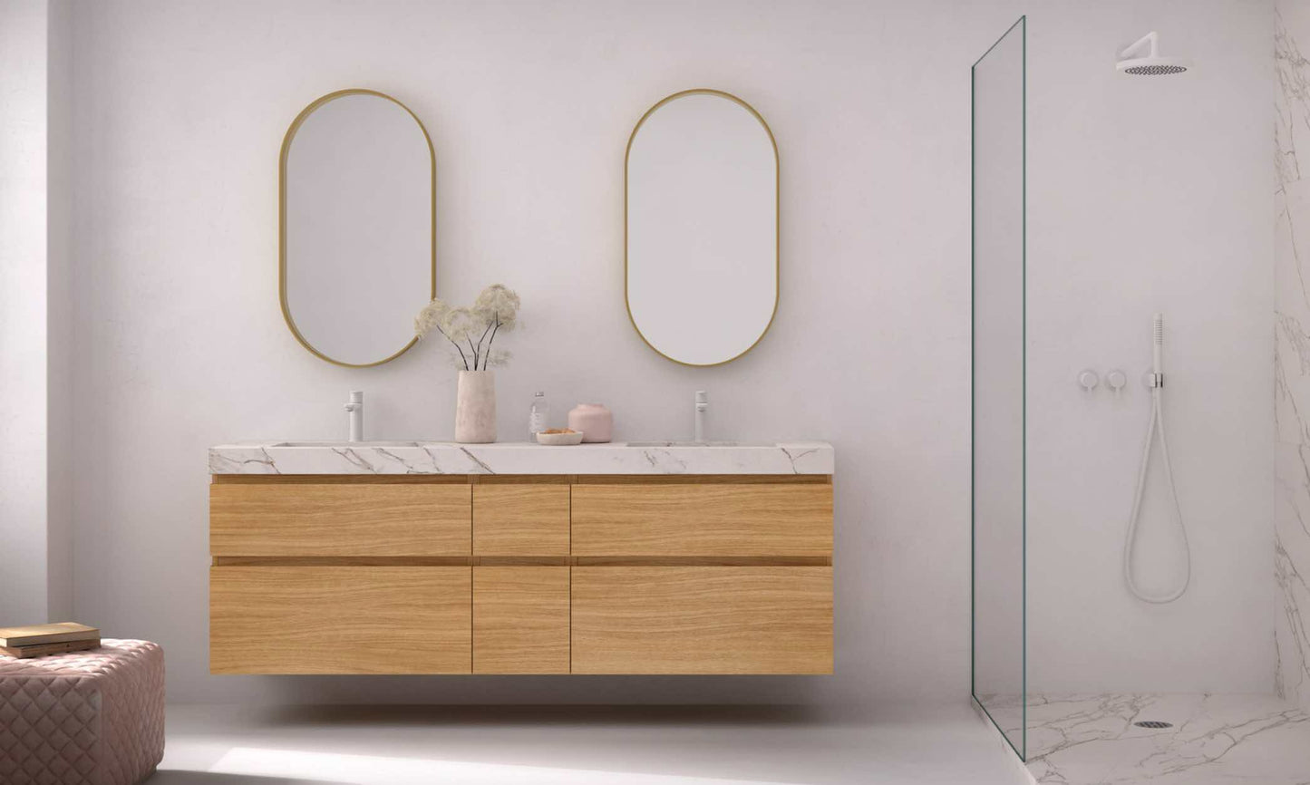 Leo Wall-Mounted Vanity Unit - 2 Unequal Drawers - Made in Spain | Maderó Atelier