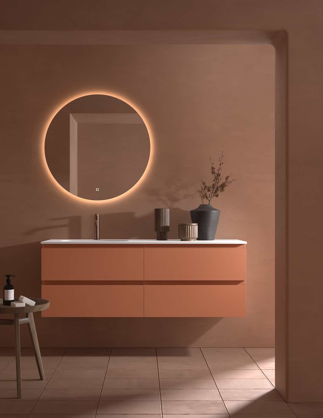 portalavabo Leo 2 cajones iguales lacado Terracota