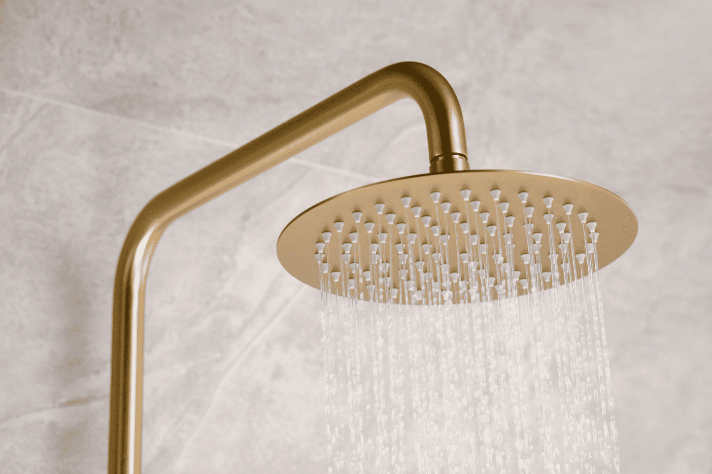 Line Brushed Gold Thermostatic Shower Column - Imex